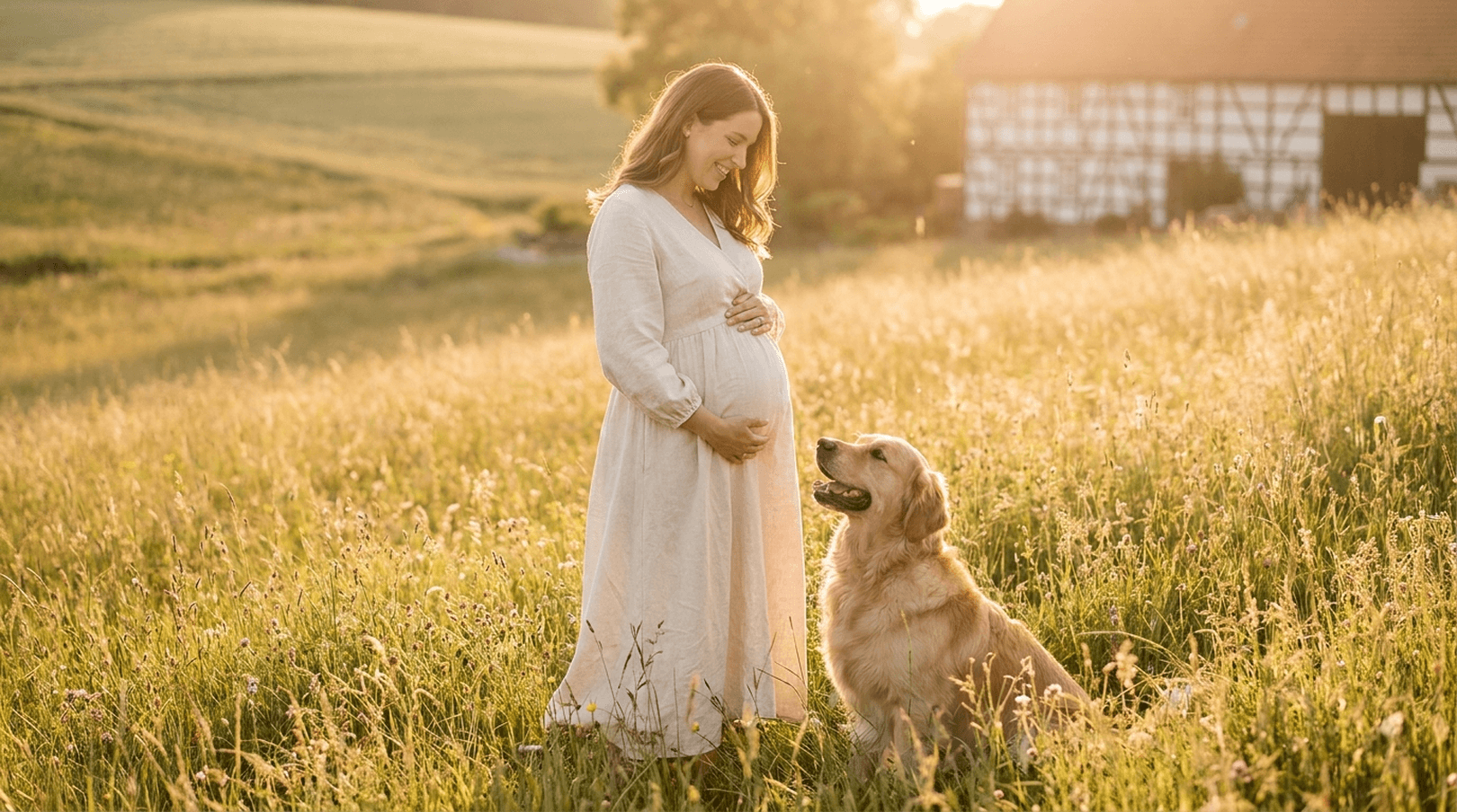 Wunderbares Warten: Ästhetisches Babybauch-Shooting in der Natur