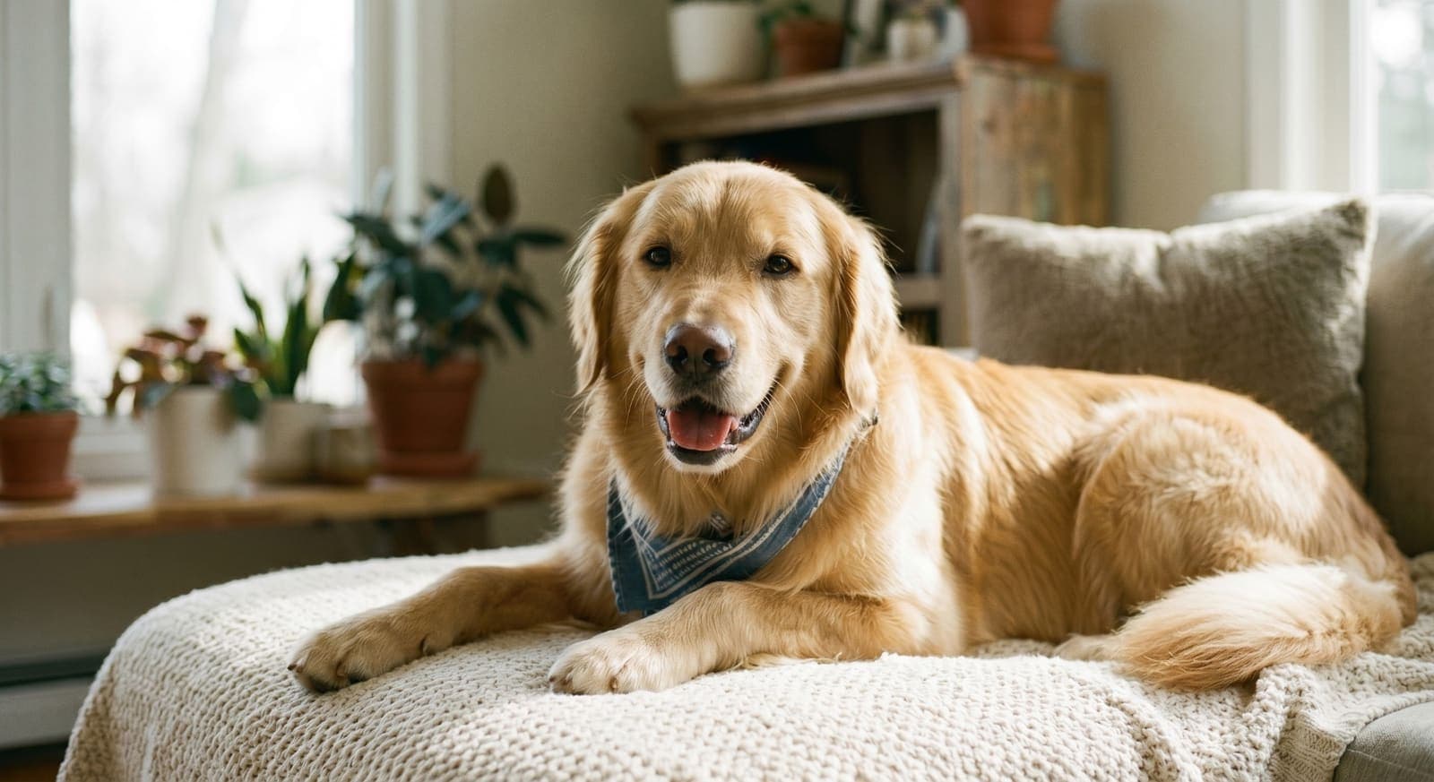Entspannter, gepflegter Hund mit glänzendem Fell