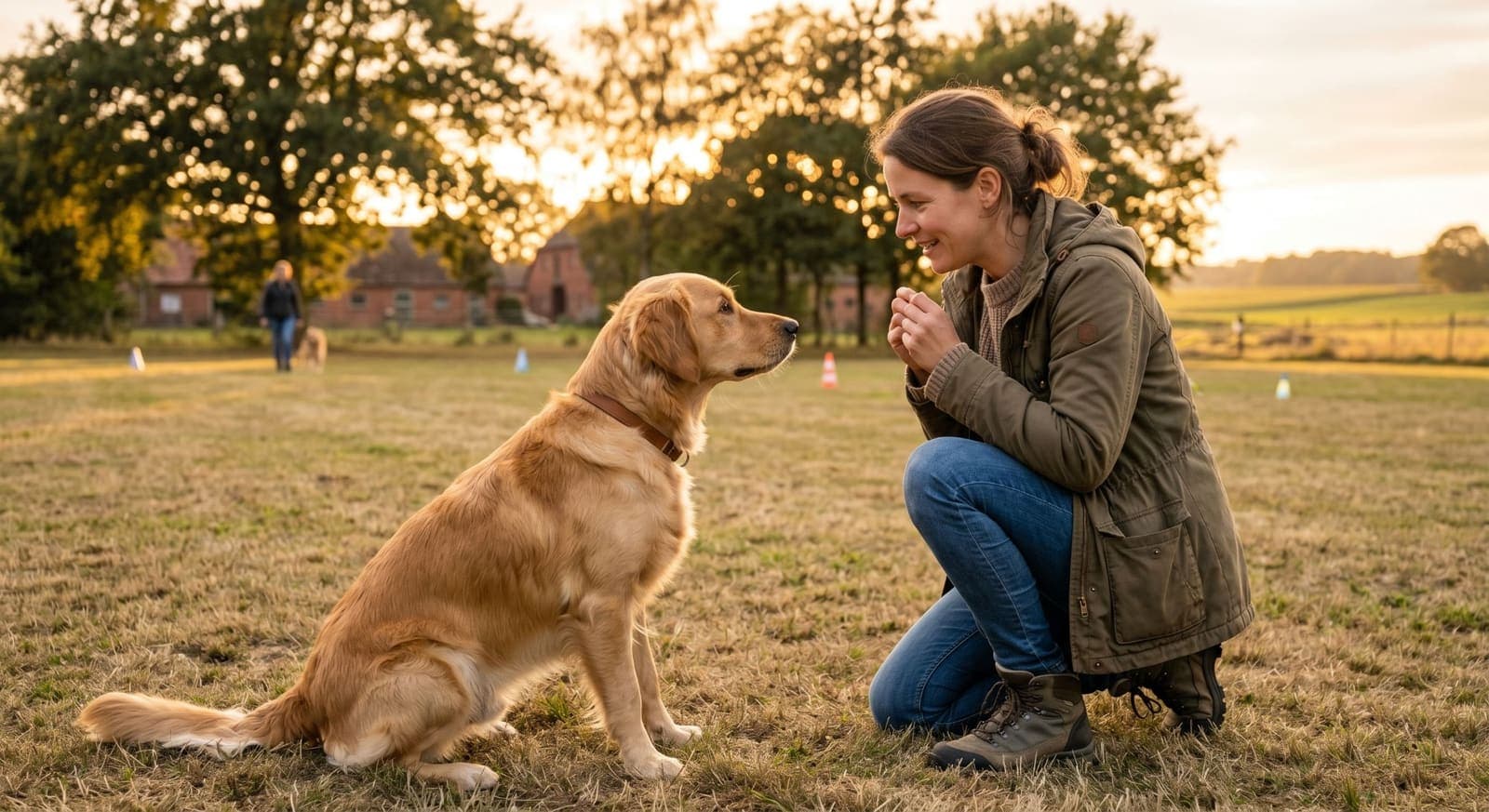 Individuelles Hundetraining mit aufmerksamem Hund auf dem Platz