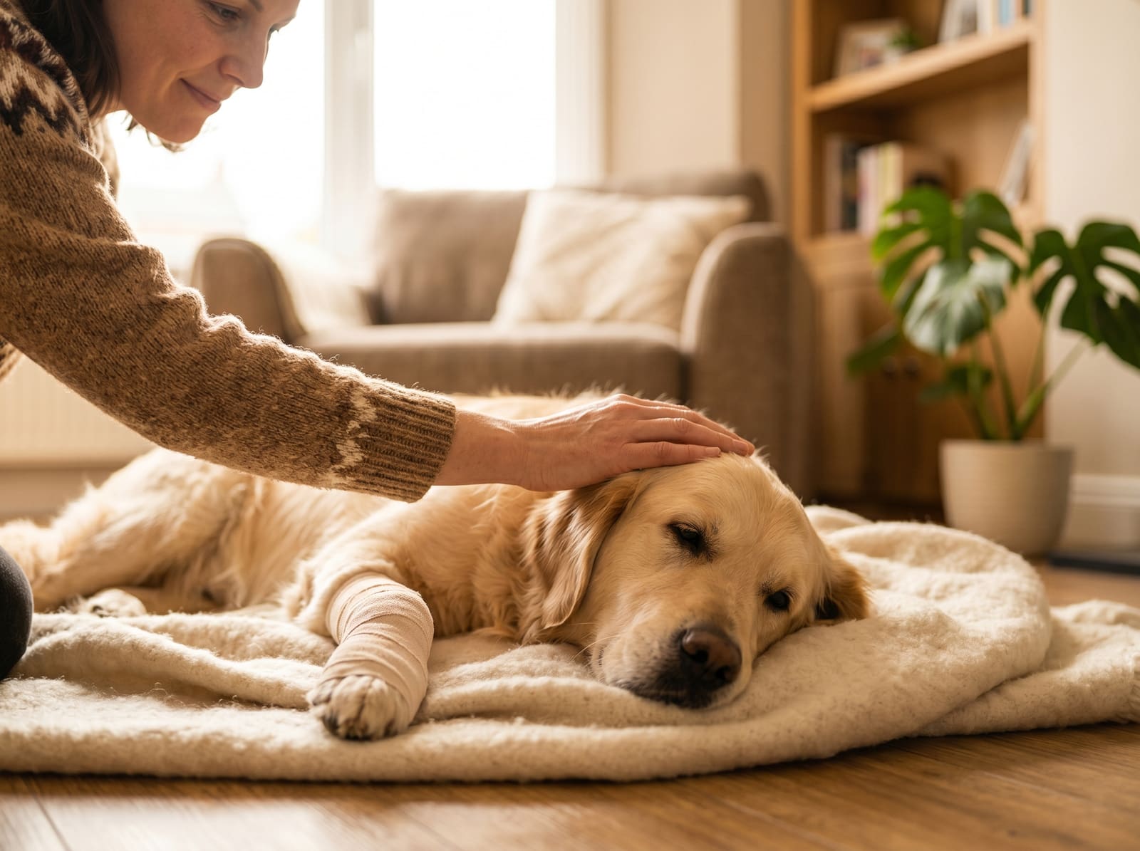 Hund wird liebevoll gepflegt und umsorgt