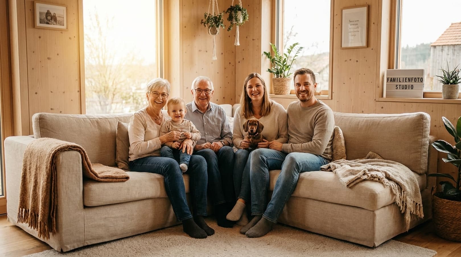 Großes Familien-Shooting inklusive Haustier
